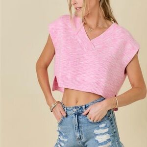 NWT Pink Knit Cropped Sleeveless Top